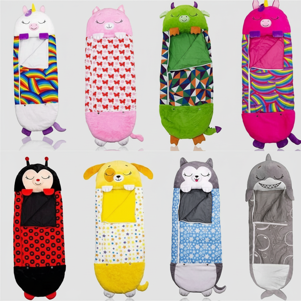 Foldable Kids' Sleeping Bag in Animal Shape – Camping, Sleepovers