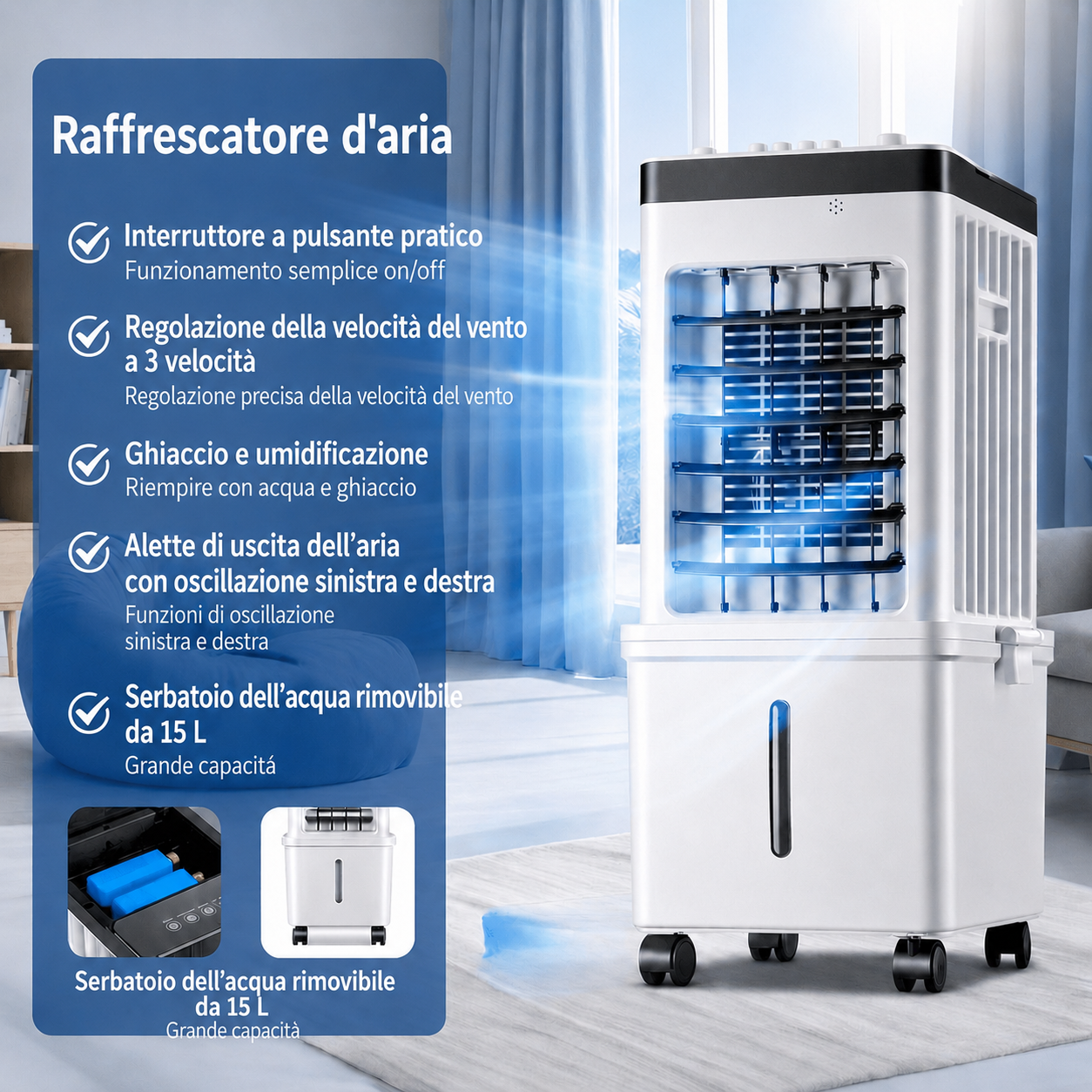 3-in-1 Air Cooler – Fan and Humidifier – Home, Office