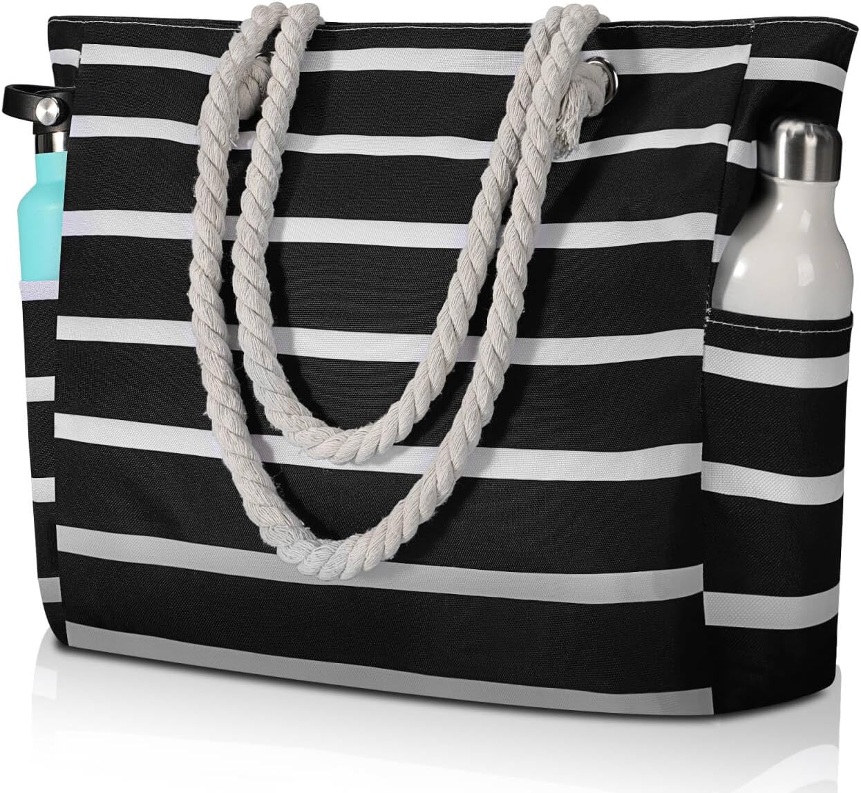 Large Waterproof Beach Tote Bag with Zipper, Sandproof Design – Summer Outings, Travel