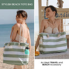 Large Waterproof Beach Tote Bag with Zipper, Sandproof Design – Summer Outings, Travel