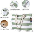 Large Waterproof Beach Tote Bag with Zipper, Sandproof Design – Summer Outings, Travel