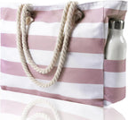 Large Waterproof Beach Tote Bag with Zipper, Sandproof Design – Summer Outings, Travel