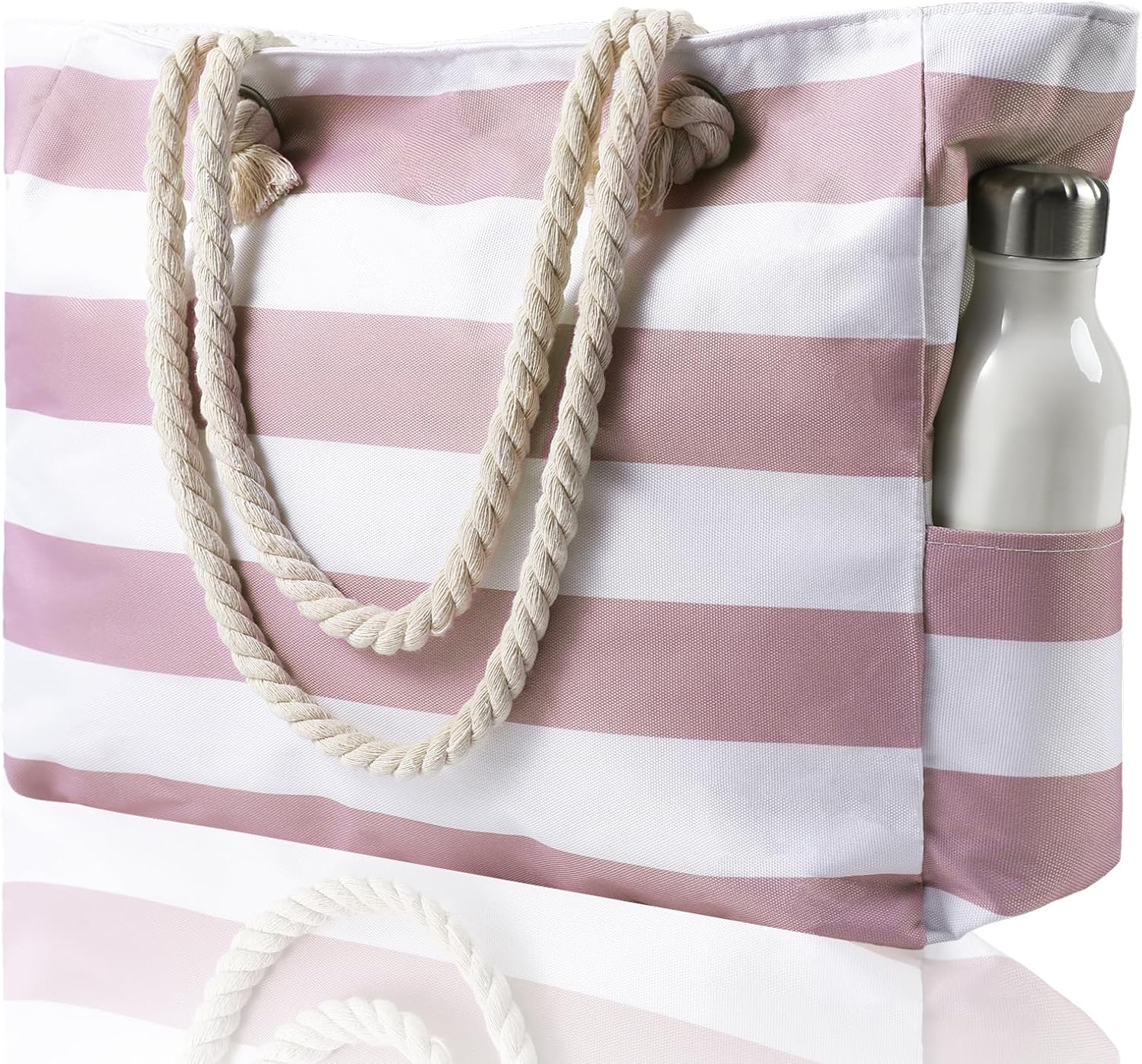 Large Waterproof Beach Tote Bag with Zipper, Sandproof Design – Summer Outings, Travel