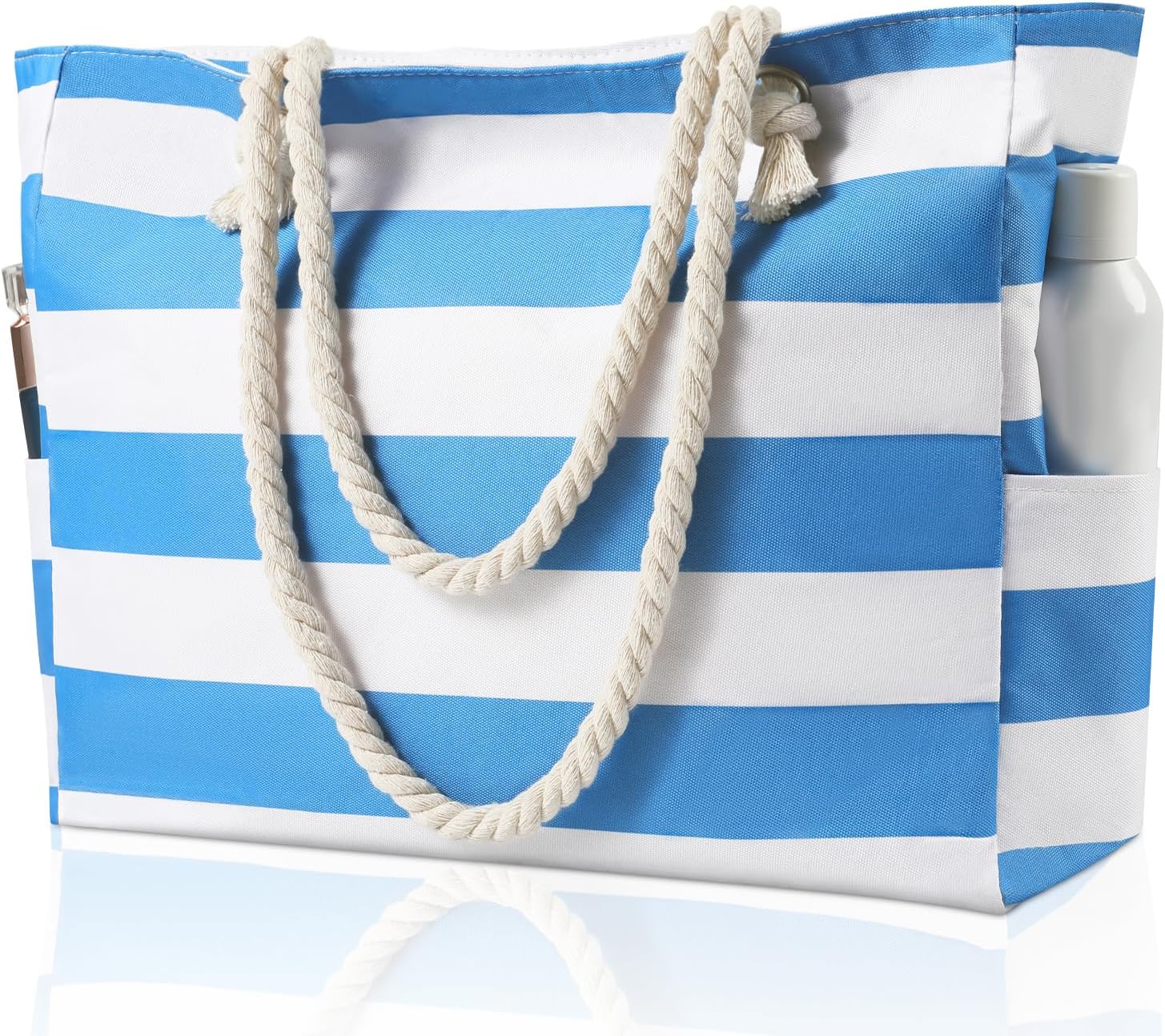 Large Waterproof Beach Tote Bag with Zipper, Sandproof Design – Summer Outings, Travel