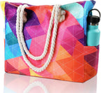 Large Waterproof Beach Tote Bag with Zipper, Sandproof Design – Summer Outings, Travel