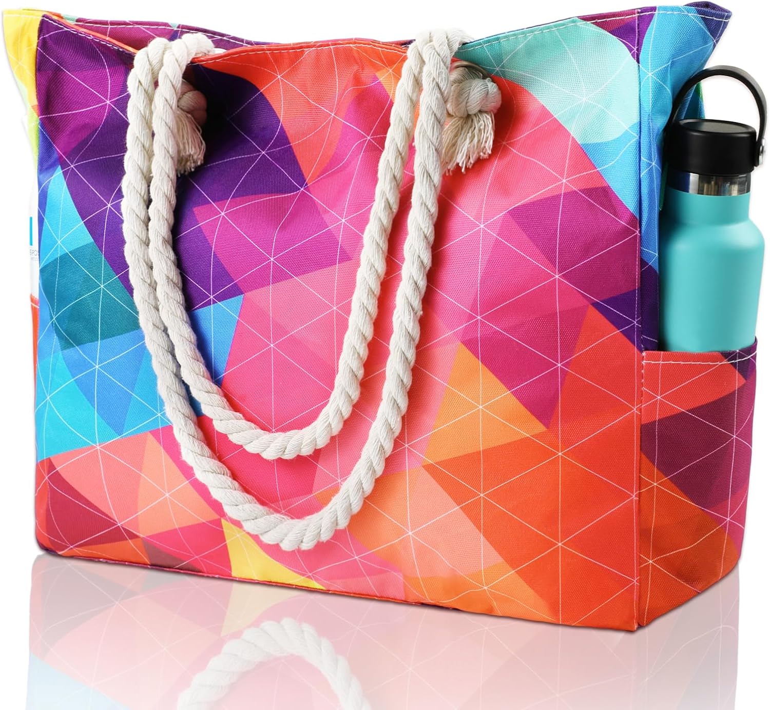 Large Waterproof Beach Tote Bag with Zipper, Sandproof Design – Summer Outings, Travel
