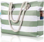 Large Waterproof Beach Tote Bag with Zipper, Sandproof Design – Summer Outings, Travel