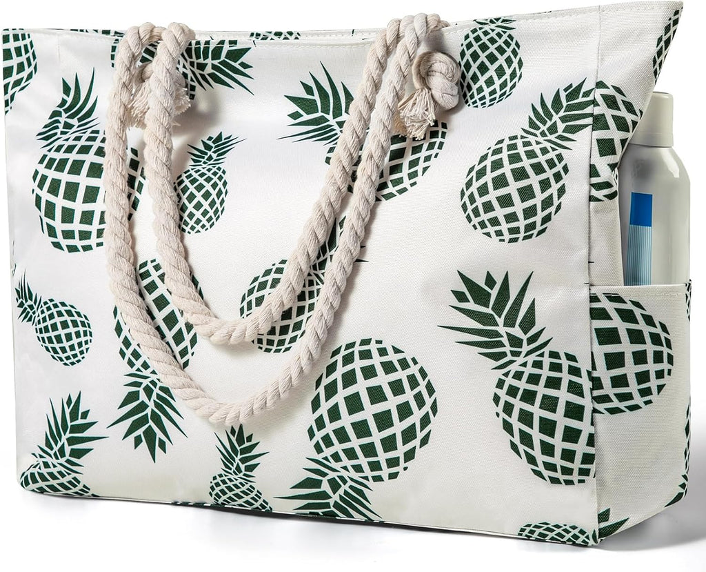 Large Waterproof Beach Tote Bag with Zipper, Sandproof Design – Summer Outings, Travel