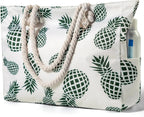 Large Waterproof Beach Tote Bag with Zipper, Sandproof Design – Summer Outings, Travel