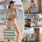 Large Waterproof Beach Tote Bag with Zipper, Sandproof Design – Summer Outings, Travel