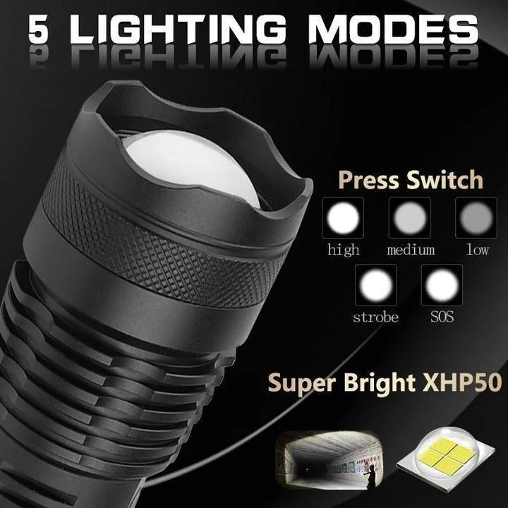 90000 Lumens Xhp50.2 Most Powerful Flashlight – Outdoor Adventure, Emergency Use