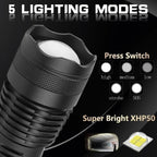 90000 Lumens Xhp50.2 Most Powerful Flashlight – Outdoor Adventure, Emergency Use