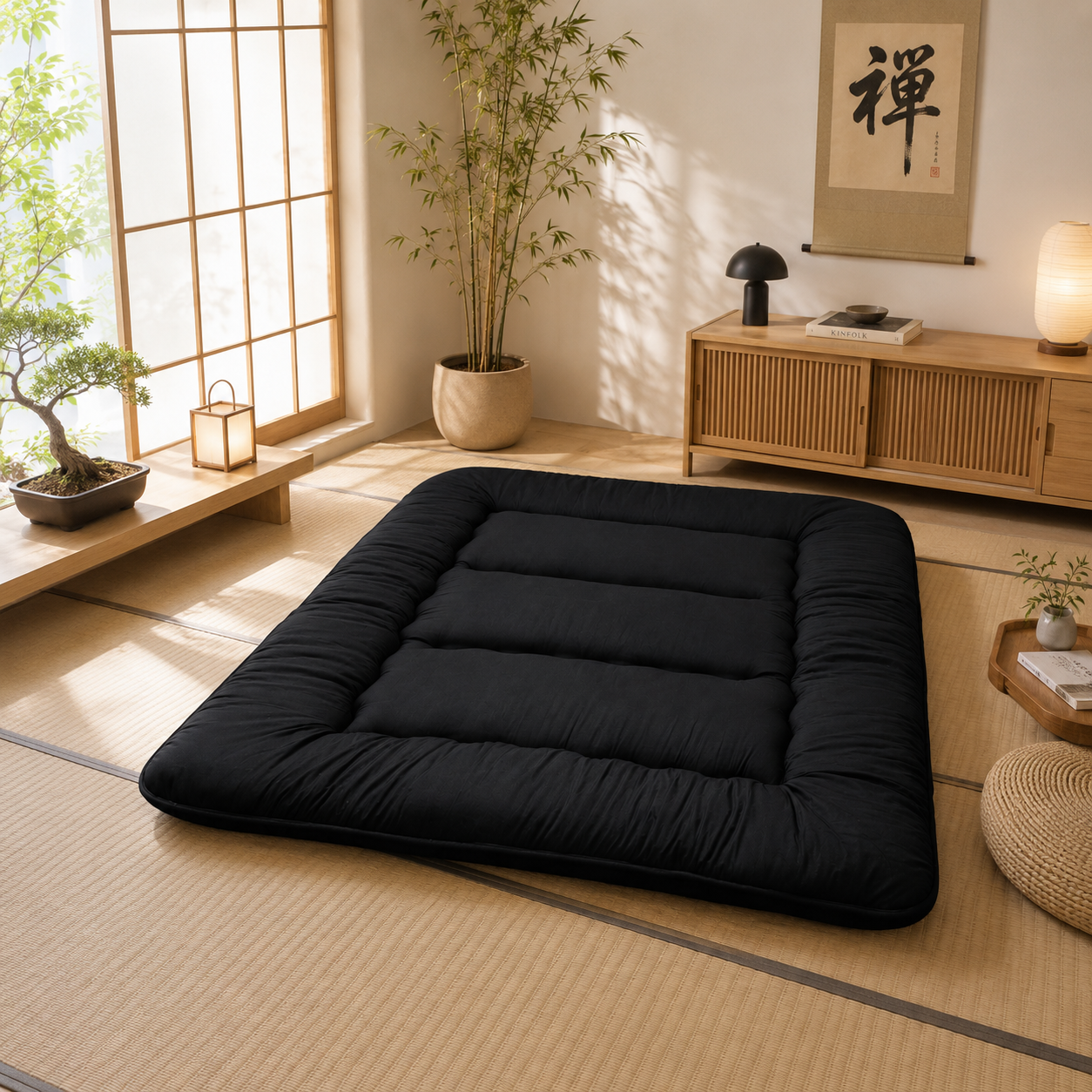 Japanese Floor Bed, 4 Inch Thick Futon Mattress, Foldable – Home, Travel