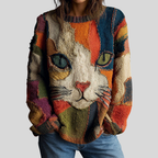Bohemian Women's Cat Statement Top – Casual Wear, Unique Gift