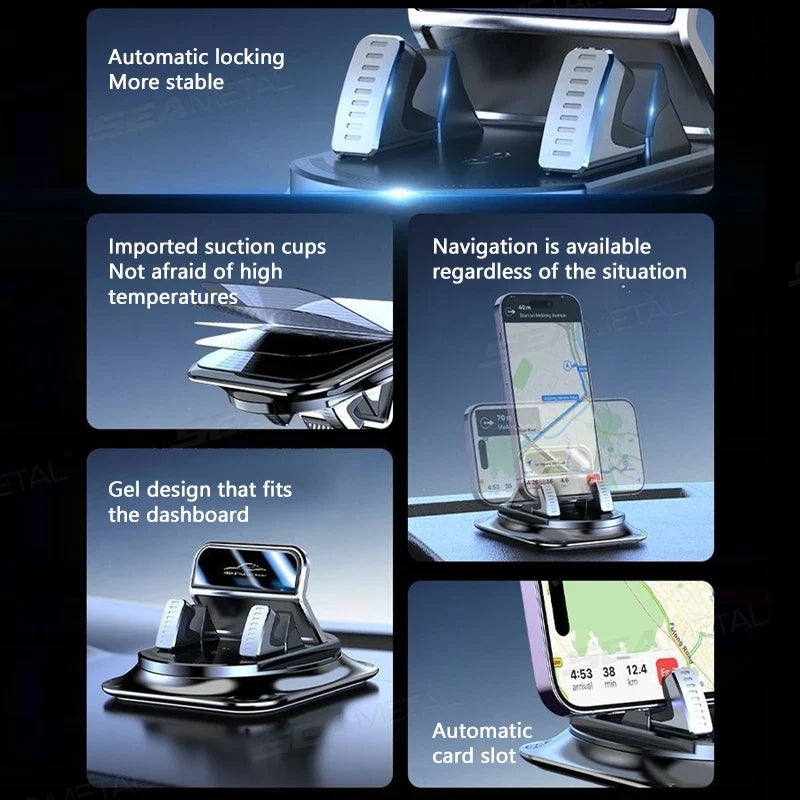 Car Phone Mount Universal Fit 360° Rotation Anti-Slip – Navigation, Travel