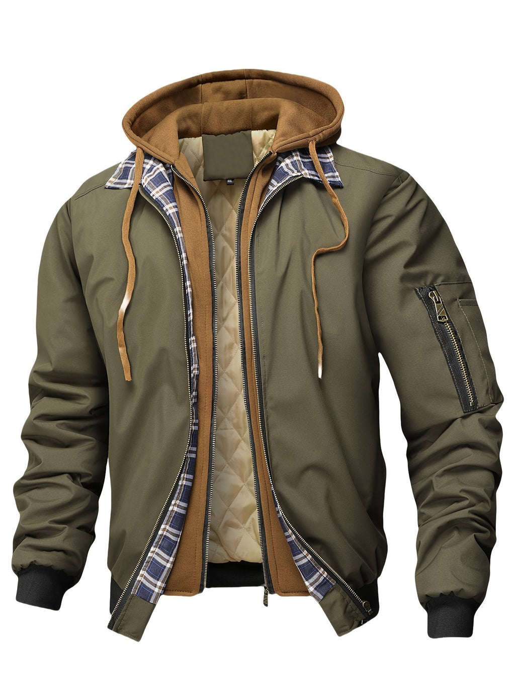 Casual Hooded Checkered Jacket for Men – Everyday Wear, Stylish Look