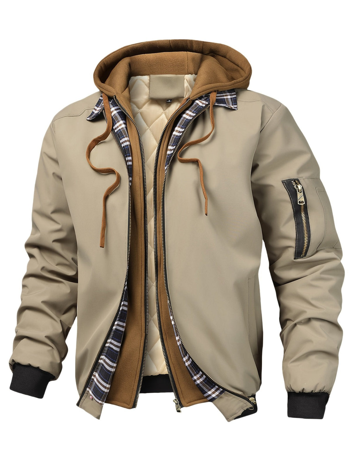 Casual Hooded Checkered Jacket for Men – Everyday Wear, Stylish Look
