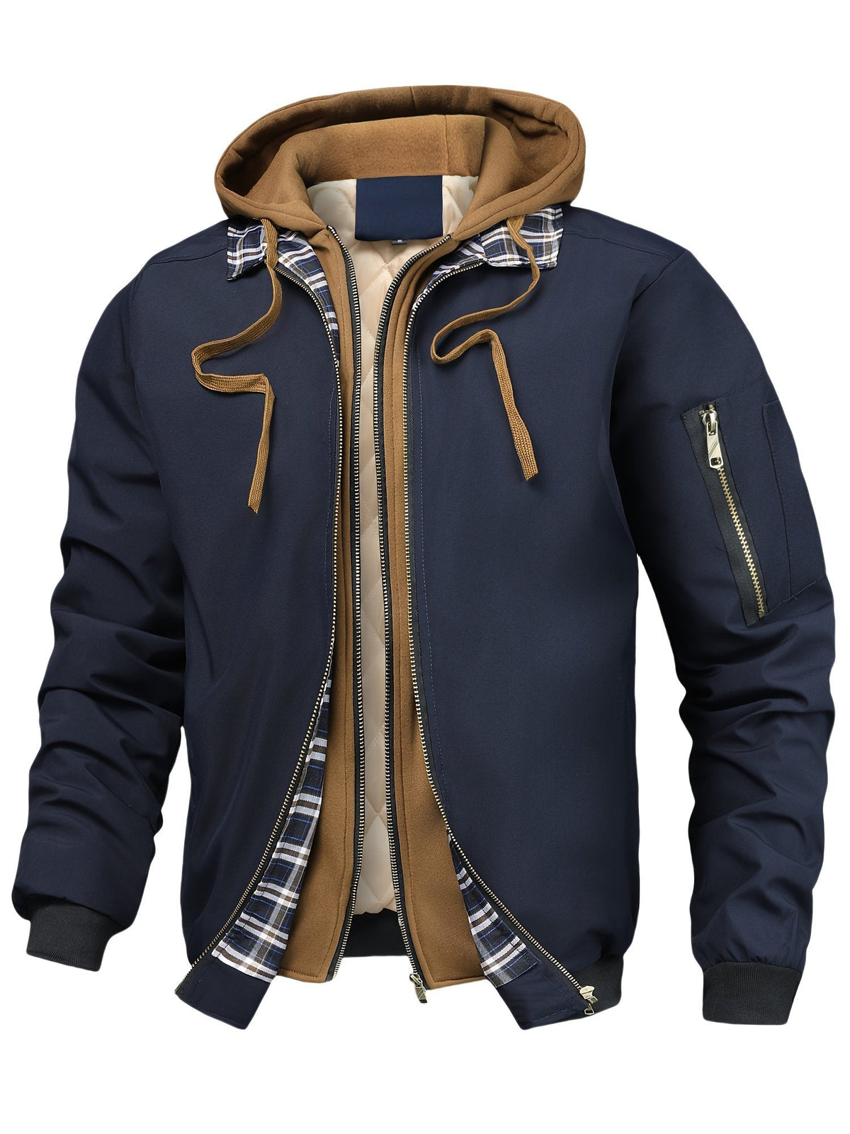 Casual Hooded Checkered Jacket for Men – Everyday Wear, Stylish Look