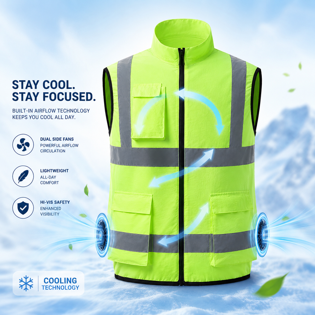 Sevaros AirFlow Vest™ Cooling Vest – Rechargeable Fan Powered, Ideal for Outdoor Work, Travel