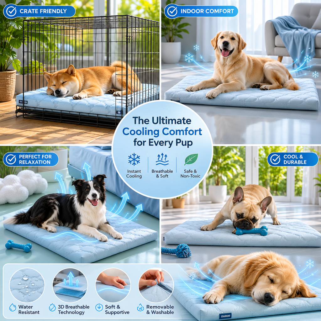 Dog Cooling Mat Gel Pressure Activated – Summer Heat Relief, Indoor Outdoor Use