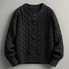 Classic Cable Knit Cardigan for Men with Button Placket – Casual, Office