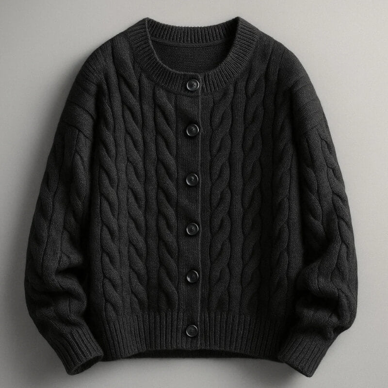 Classic Cable Knit Cardigan for Men with Button Placket – Casual, Office