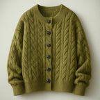 Classic Cable Knit Cardigan for Men with Button Placket – Casual, Office