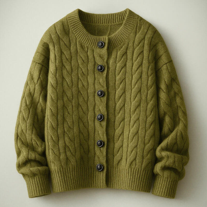 Classic Cable Knit Cardigan for Men with Button Placket – Casual, Office