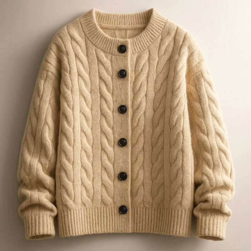 Classic Cable Knit Cardigan for Men with Button Placket – Casual, Office
