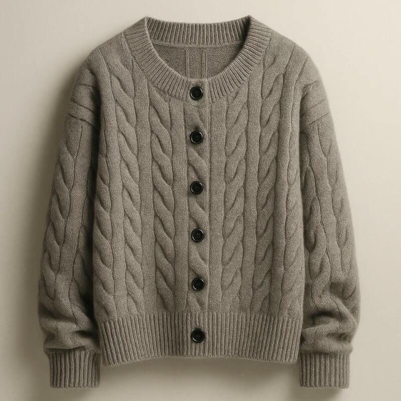 Classic Cable Knit Cardigan for Men with Button Placket – Casual, Office