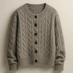 Classic Cable Knit Cardigan for Men with Button Placket – Casual, Office