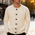 Classic Cable Knit Cardigan for Men with Button Placket – Casual, Office