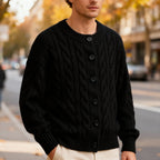 Classic Cable Knit Cardigan for Men with Button Placket – Casual, Office