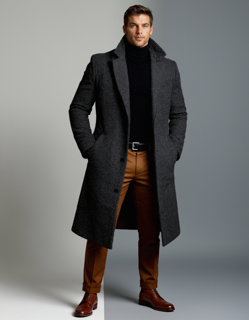 Classic Cotton Men's Overcoat – Winter Fashion, Casual Wear