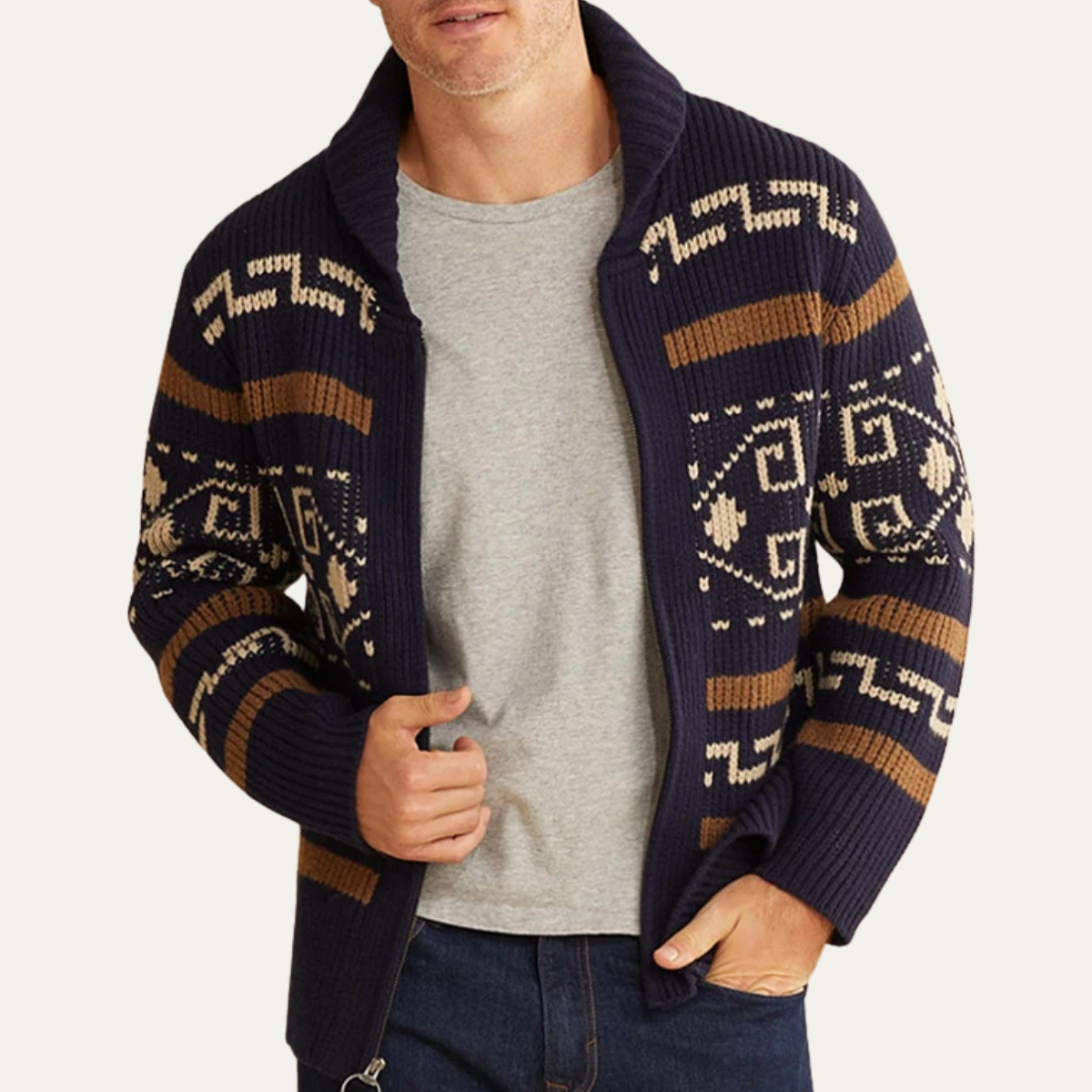 Classic Men's Shawl Collar Knit Cardigan – Casual Wear, Layering