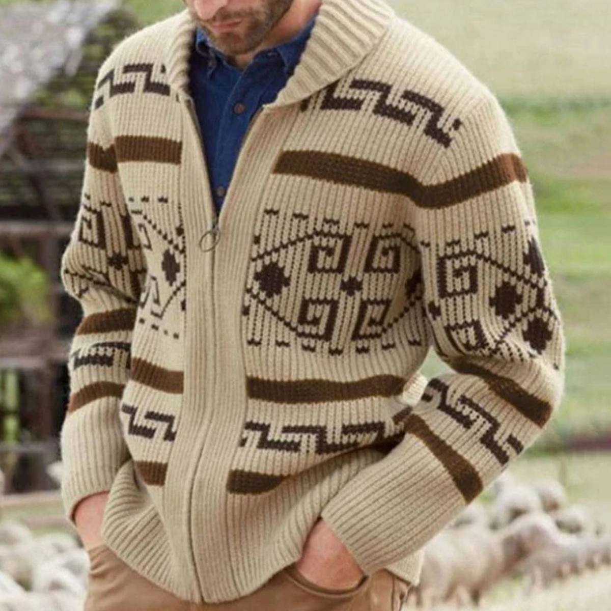 Classic Men's Shawl Collar Knit Cardigan – Casual Wear, Layering