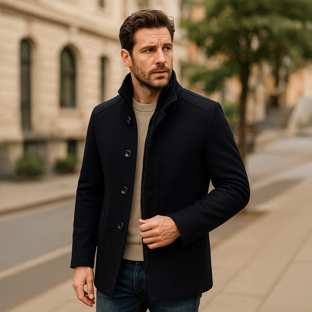 Classic Wool Blend Trench Coat for Men – Casual, Office