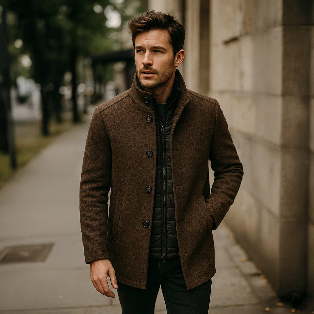 Classic Wool Blend Trench Coat for Men – Casual, Office