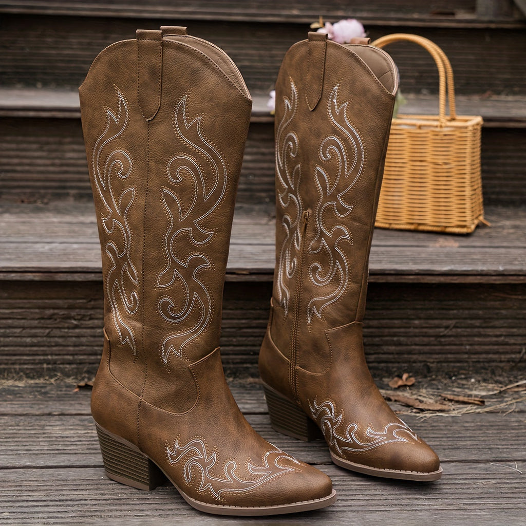 Cowboy Boots For Women | Knee-High Block Heel – Casual, Everyday Wear