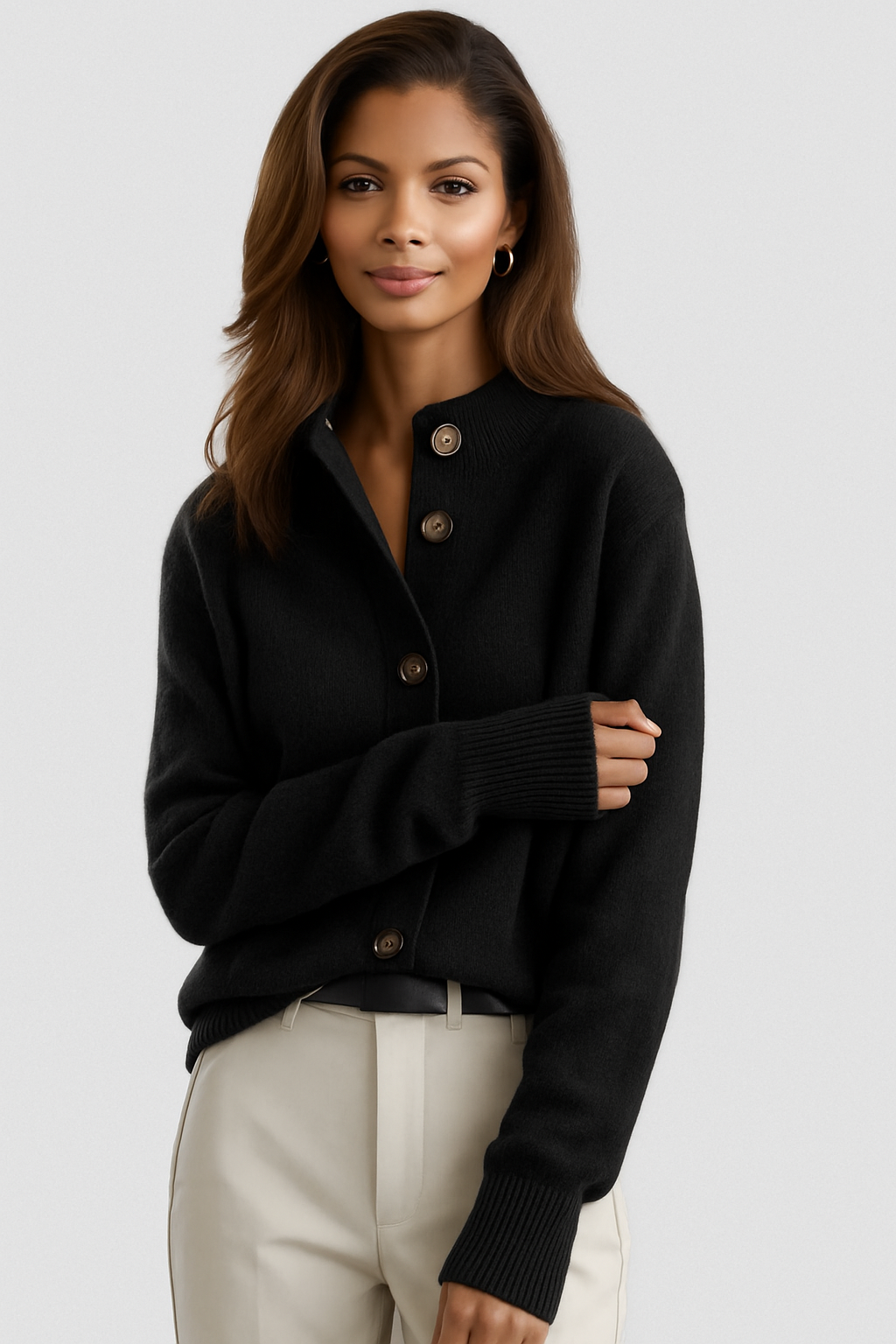 Cozy Women's Button Cardigan – Casual Wear, Office Style