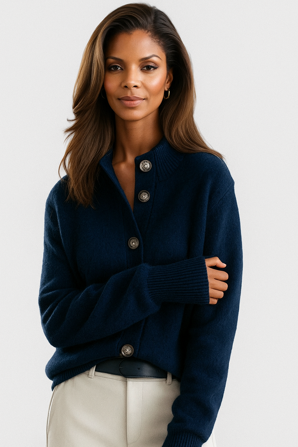 Cozy Women's Button Cardigan – Casual Wear, Office Style