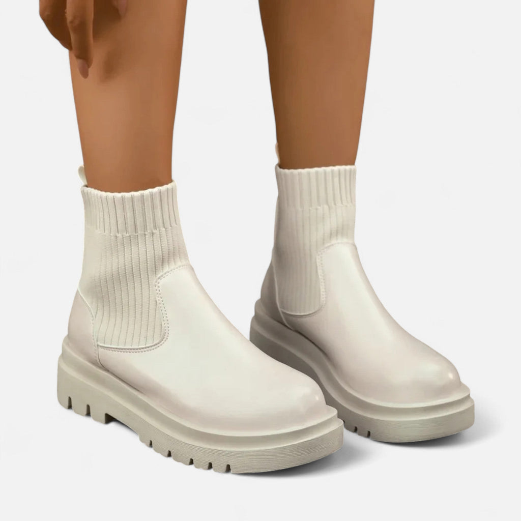 Elegant Block Heel Ankle Boots - Slip-On Design, Casual, Office
