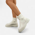 Elegant Block Heel Ankle Boots - Slip-On Design, Casual, Office