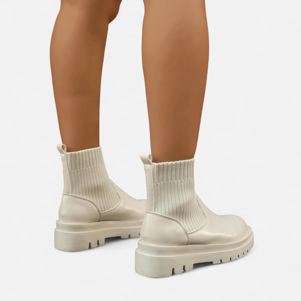 Elegant Block Heel Ankle Boots - Slip-On Design, Casual, Office