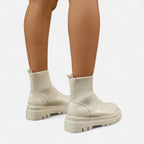 Elegant Block Heel Ankle Boots - Slip-On Design, Casual, Office