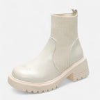 Elegant Block Heel Ankle Boots - Slip-On Design, Casual, Office