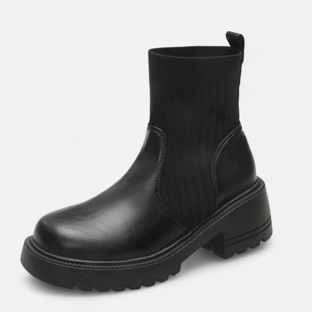 Elegant Block Heel Ankle Boots - Slip-On Design, Casual, Office