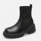 Elegant Block Heel Ankle Boots - Slip-On Design, Casual, Office