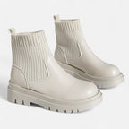 Elegant Block Heel Ankle Boots - Slip-On Design, Casual, Office