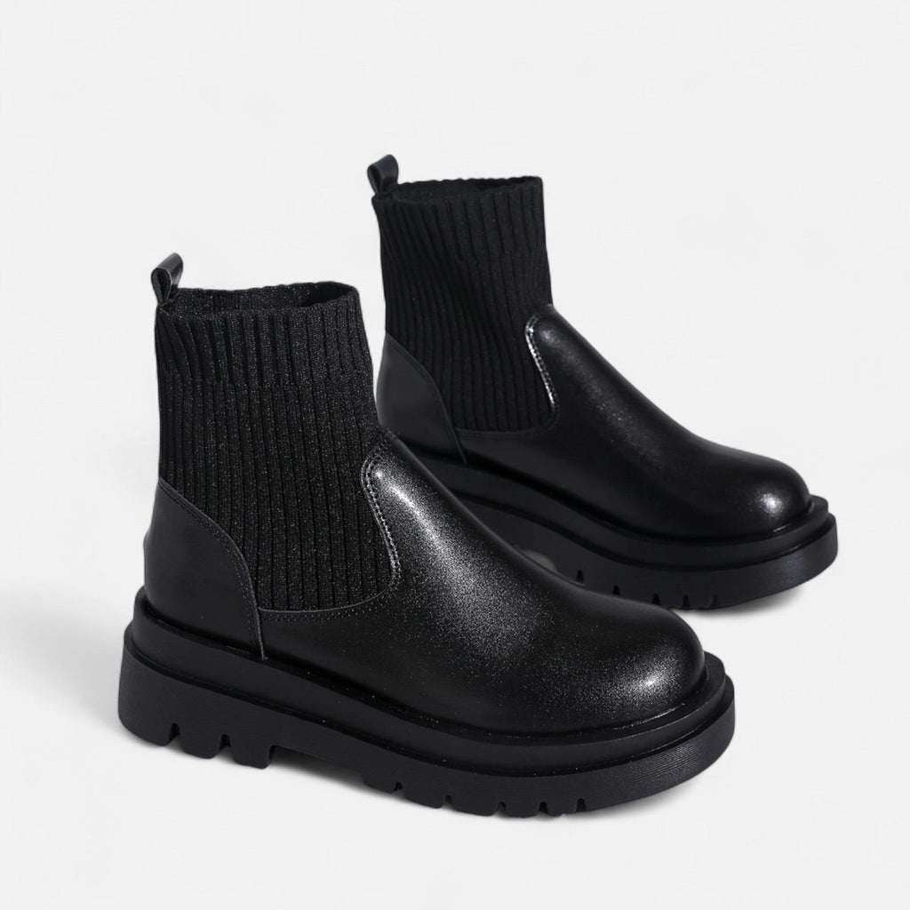 Elegant Block Heel Ankle Boots - Slip-On Design, Casual, Office